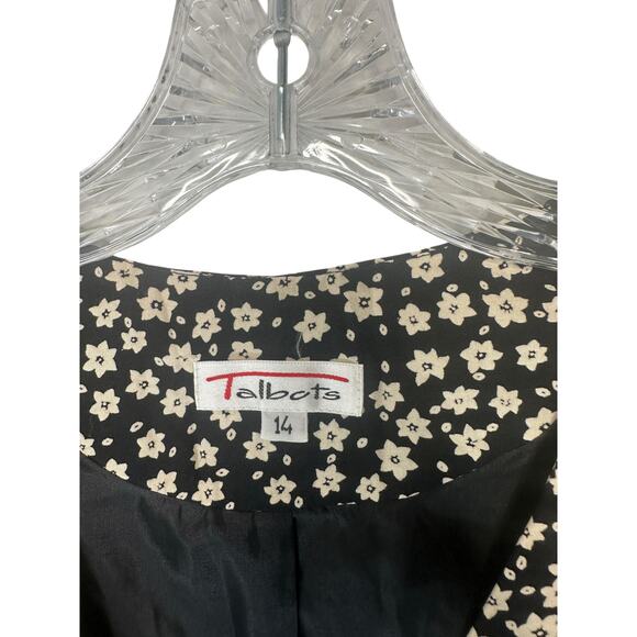 Vintage Talbots Black Tan Floral Print Button Front V-Neck Vest Size 14 - Picture 2 of 10